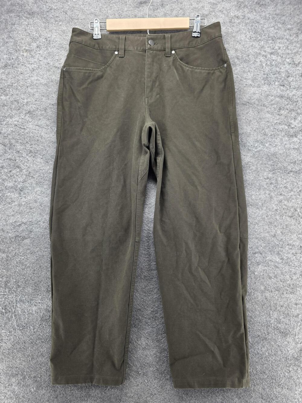 Lululemon Pants Mens 31x26 Green Chino Relaxed Stretch Cotton Spandex Flat Front